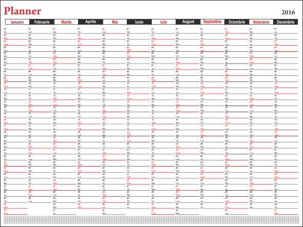 Planner year 2016 Red and Black